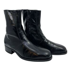 Florsheim Mens Black Leather Round Toe Side Zip Ankle Booties Size 5.5 D